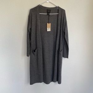 Cashmere blend long cardigan in grey